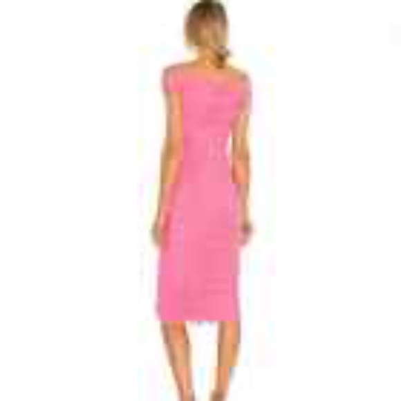Majorelle Barbie Pink Ruched off Shoulder Tabitha Midi Dress S - Picture 7 of 7